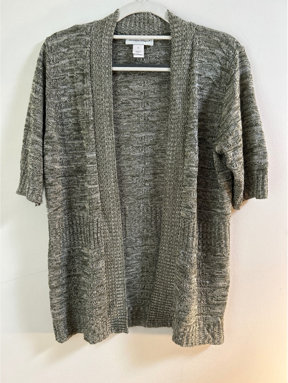 Christopher & Banks Gray Open Front Knit Cardigan Sweater Medium USA Made